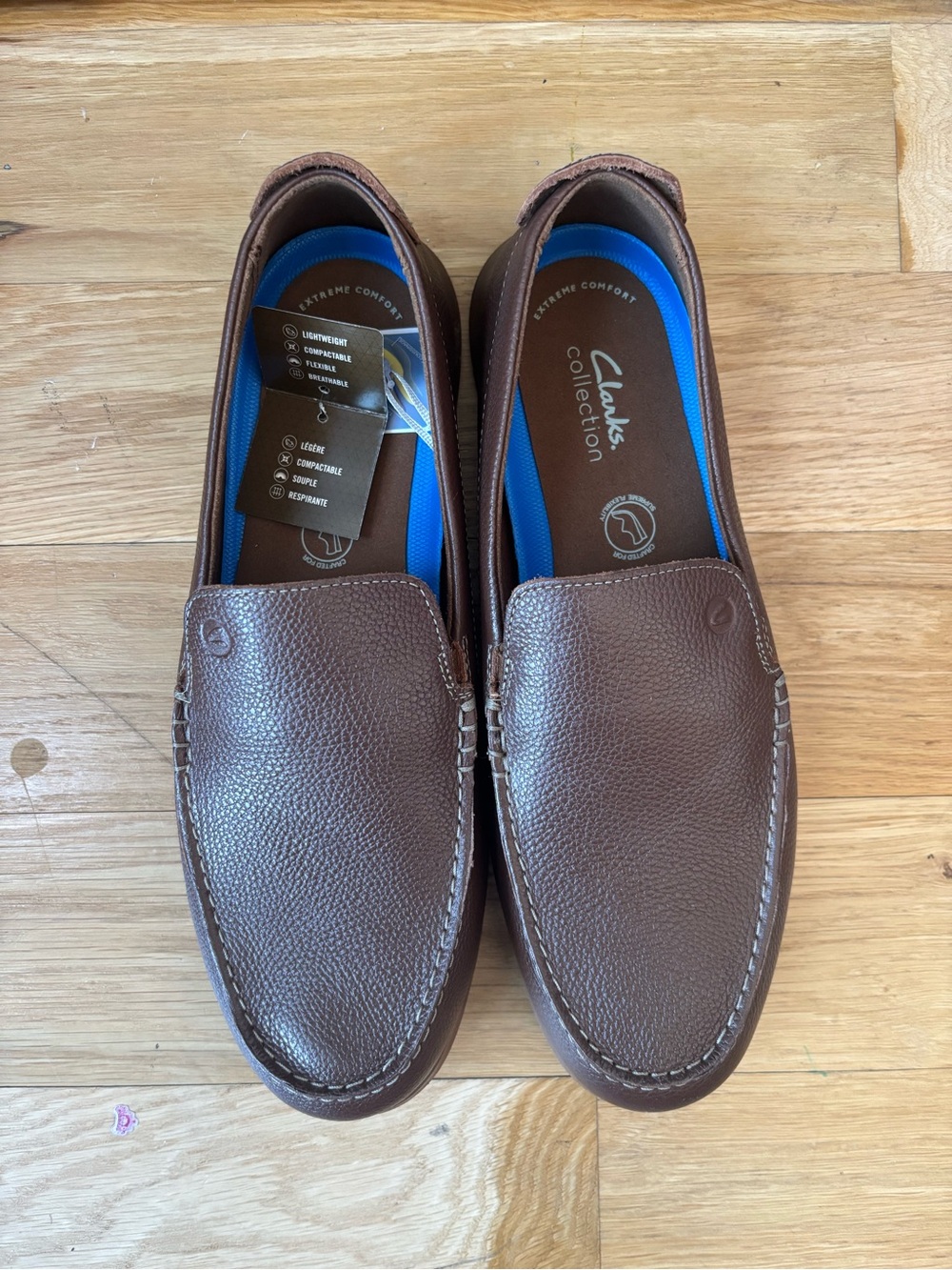 Clarks Men’s Flexway Step Slip on Light Brown Leather Wide